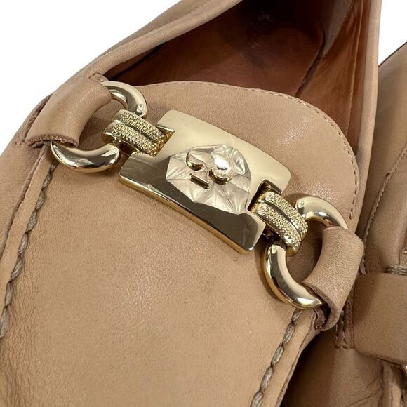 Kate Spade Carson Leather Loafers Beige Tan Flats Driving Shoes - Picture 5 of 10